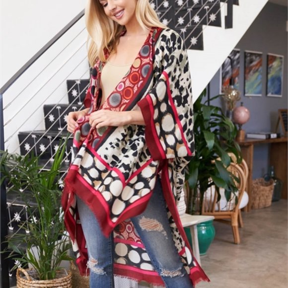 BOHO DOLLZ Multi Print kimono - Picture 6 of 10